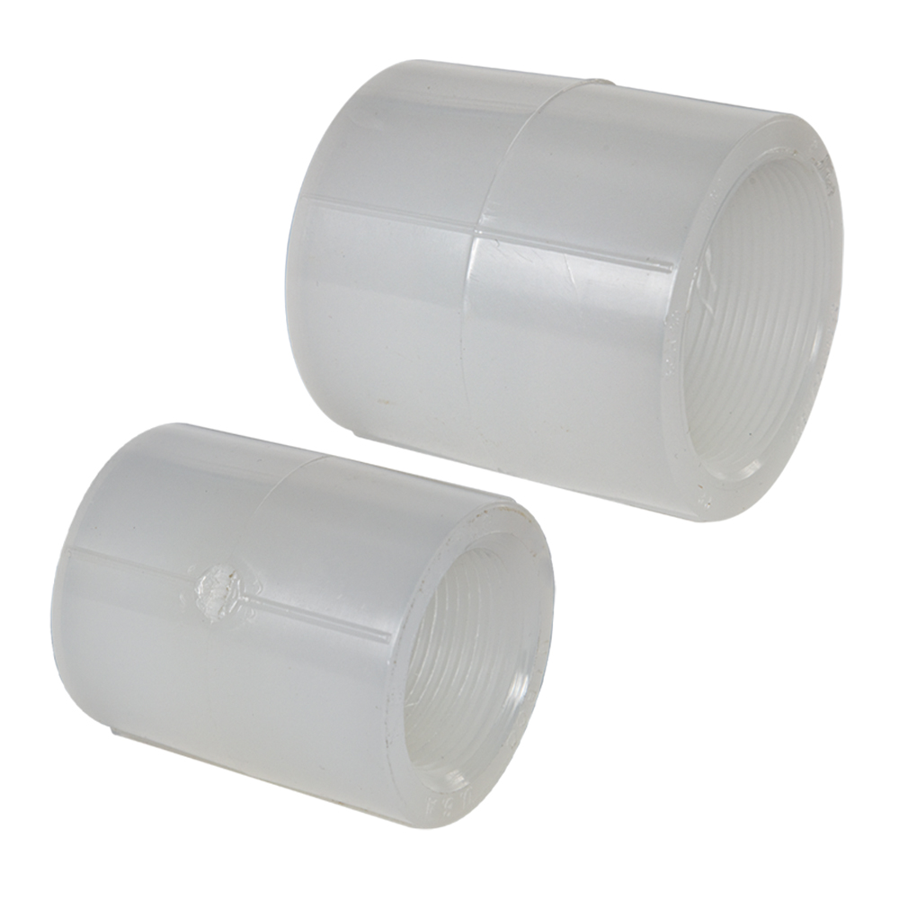 1-1/2" Chemtrol® Chem-Pure® Natural Polypropylene Schedule 80 Threaded Coupling